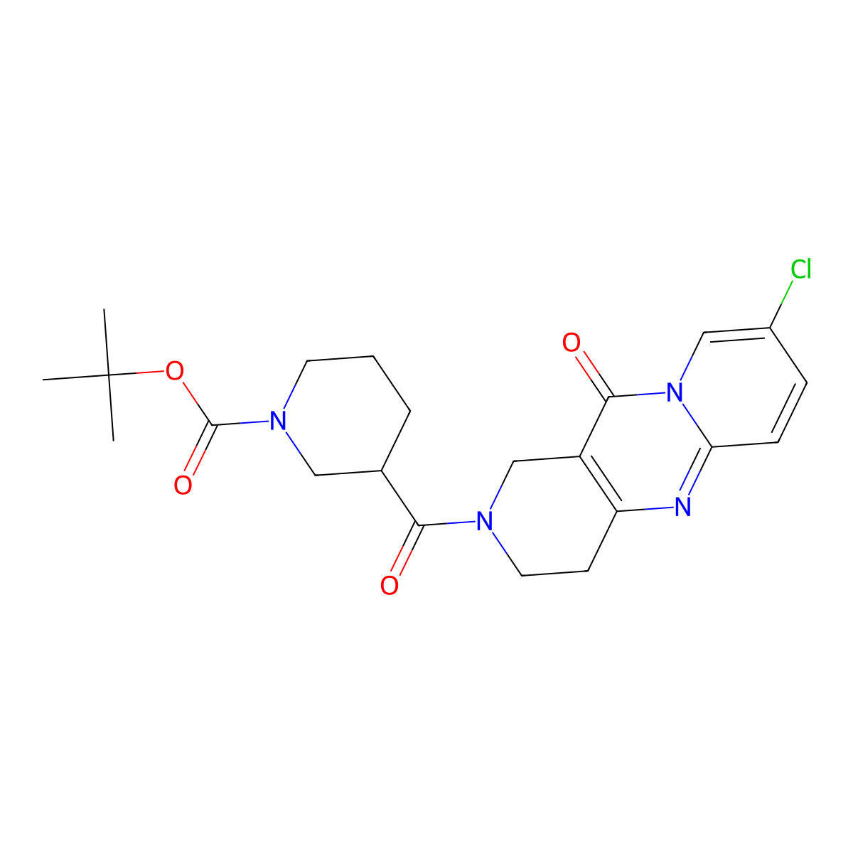 tert-butyl 3-(8-chloro-11-oxo-2,3,4,11-tetrahydro-1H-dipyrido[1,2-a:4',3'-d]pyrimidine-2-carbonyl)piperidine-1-carboxylate molecular structure, CAS 2034531-66-1