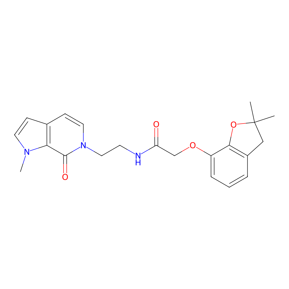 2-((2,2-dimethyl-2,3-dihydrobenzofuran-7-yl)oxy)-N-(2-(1-methyl-7-oxo-1H-pyrrolo[2,3-c]pyridin-6(7H)-yl)ethyl)acetamide molecular structure, CAS 2034531-67-2
