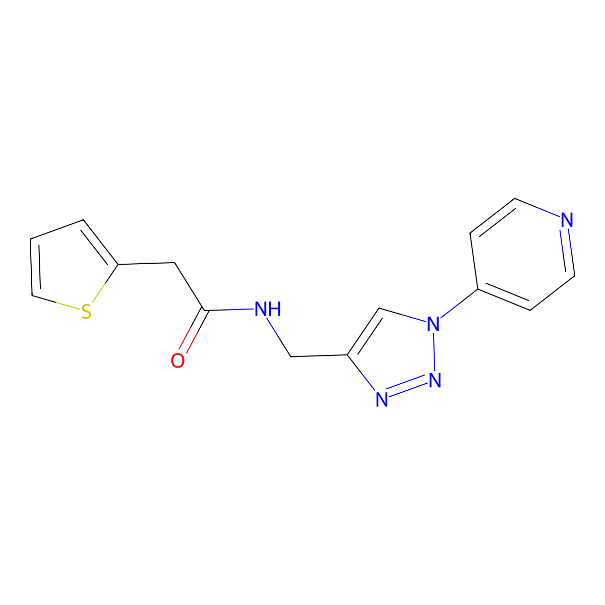 N-{[1-(pyridin-4-yl)-1H-1,2,3-triazol-4-yl]methyl}-2-(thiophen-2-yl)acetamide molecular structure, CAS 2034531-68-3