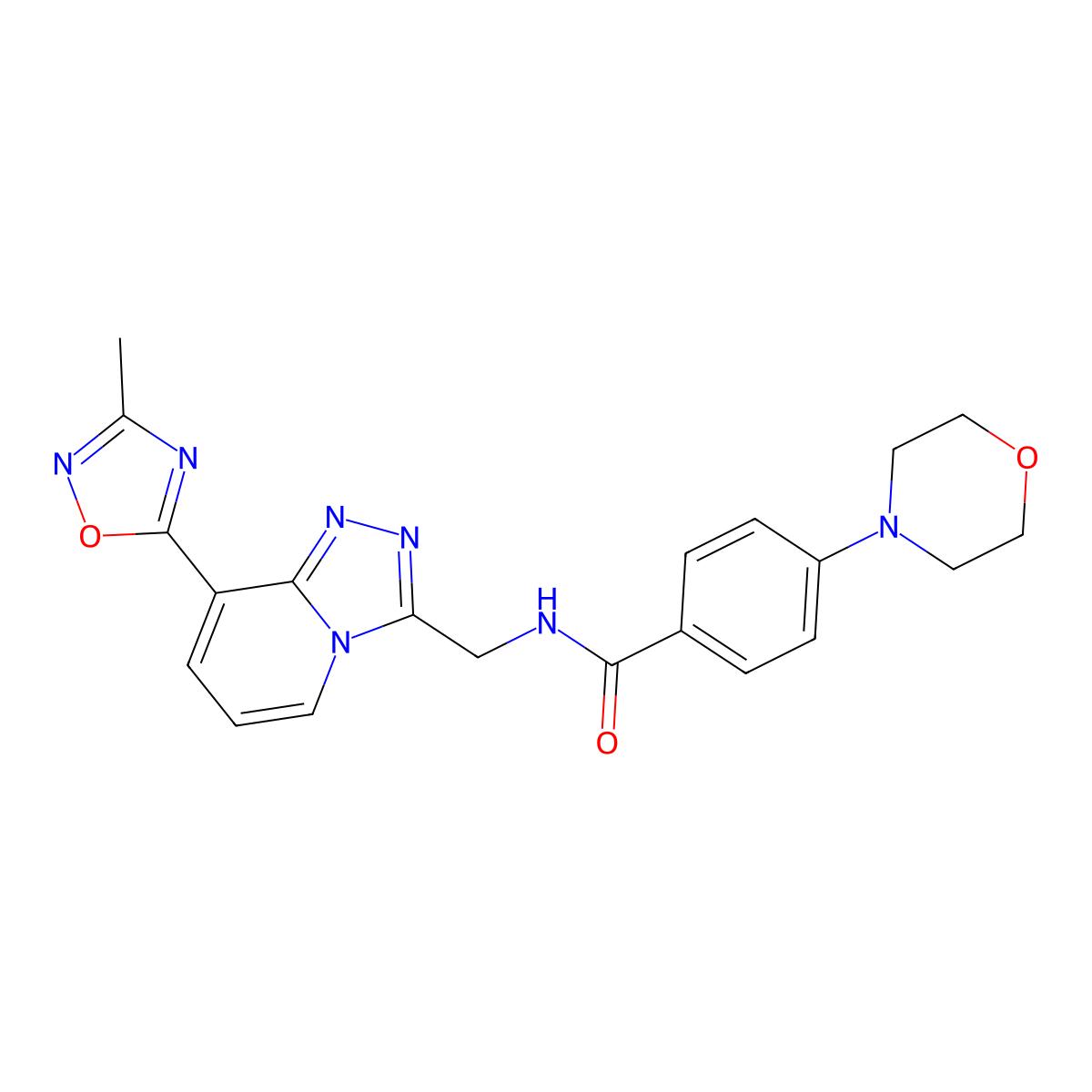 N-((8-(3-methyl-1,2,4-oxadiazol-5-yl)-[1,2,4]triazolo[4,3-a]pyridin-3-yl)methyl)-4-morpholinobenzamide molecular structure, CAS 2034531-69-4