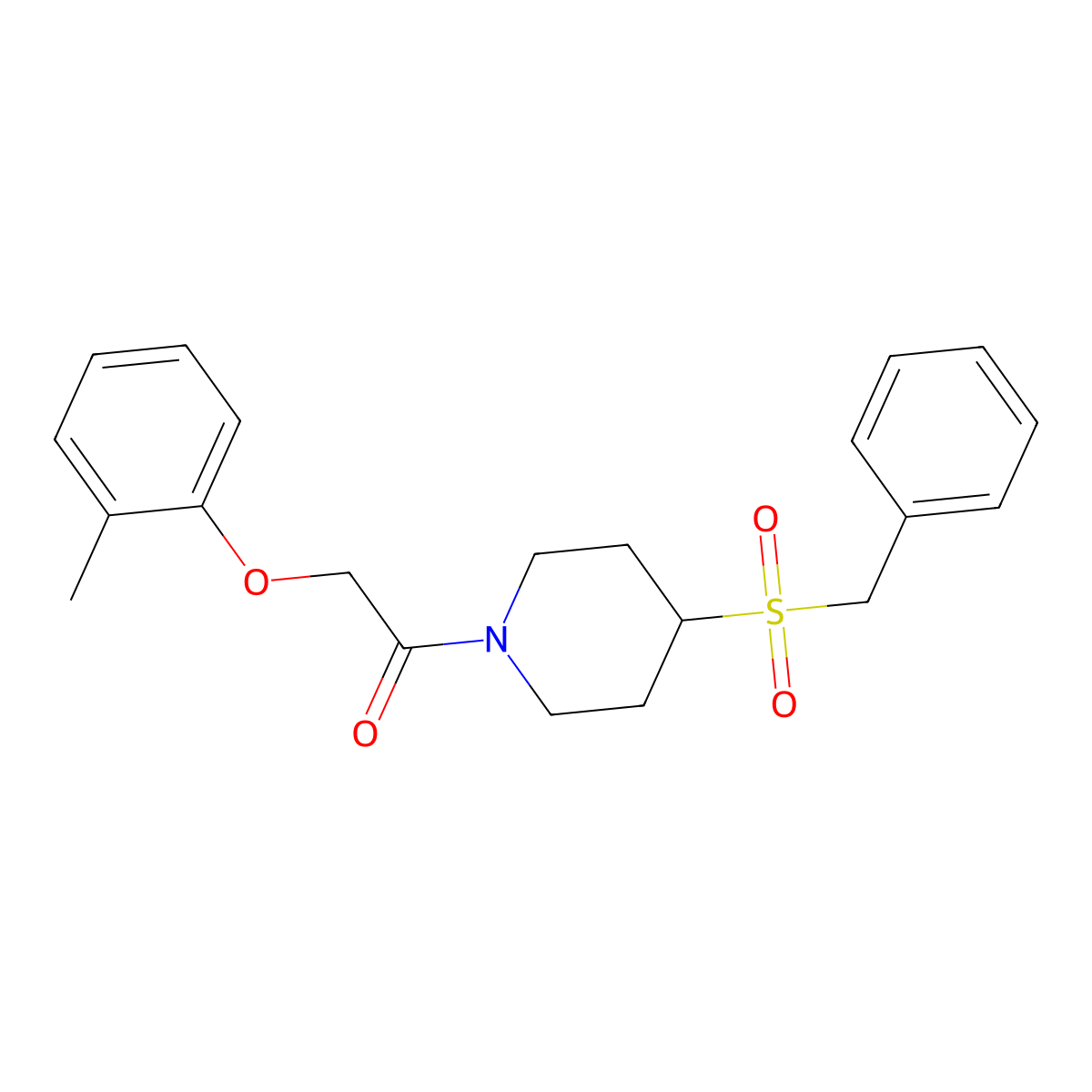 1-(4-(Benzylsulfonyl)piperidin-1-yl)-2-(o-tolyloxy)ethanone molecular structure, CAS 2034531-81-0