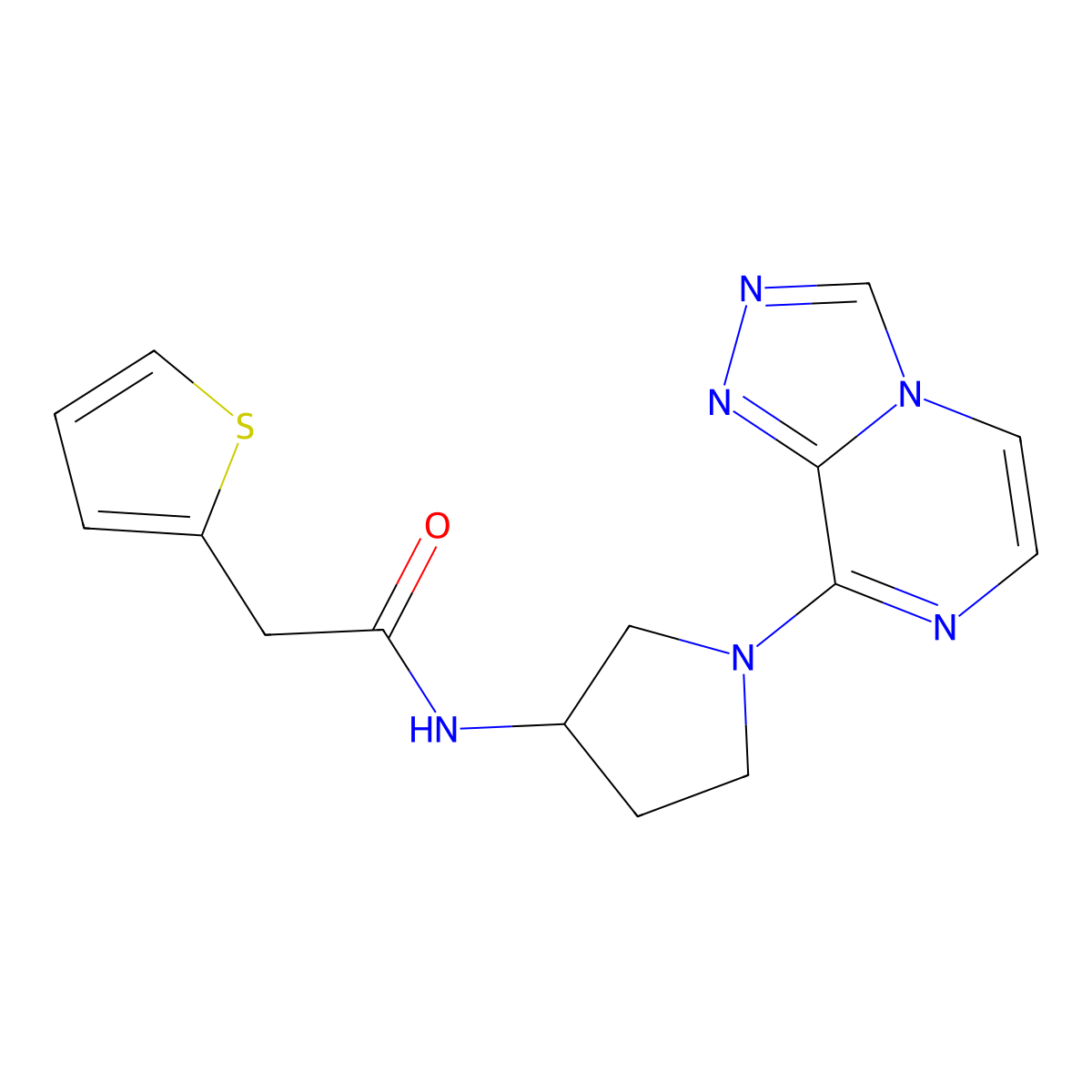 N-(1-([1,2,4]triazolo[4,3-a]pyrazin-8-yl)pyrrolidin-3-yl)-2-(thiophen-2-yl)acetamide molecular structure, CAS 2034531-83-2