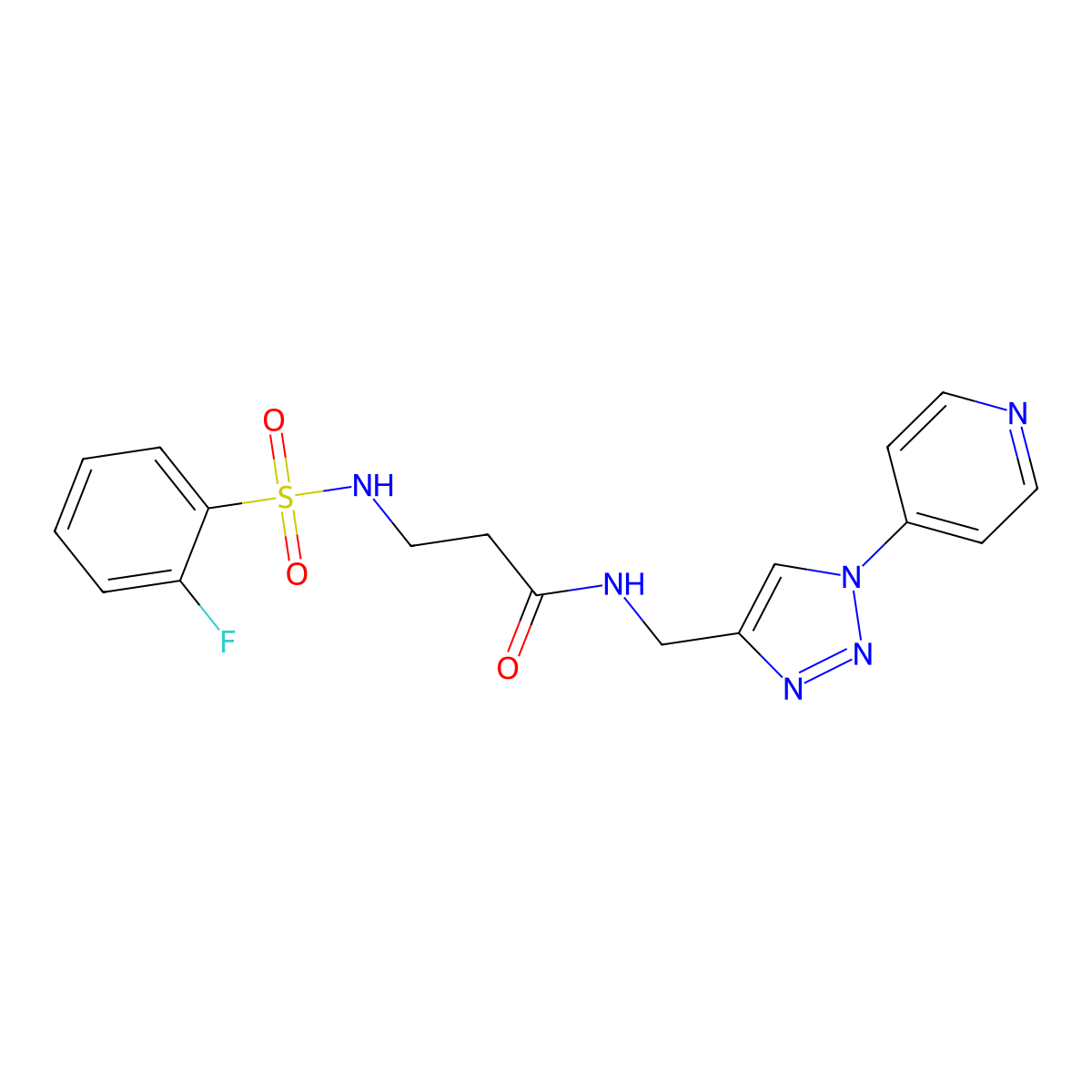 3-(2-fluorobenzenesulfonamido)-N-{[1-(pyridin-4-yl)-1H-1,2,3-triazol-4-yl]methyl}propanamide molecular structure, CAS 2034531-85-4