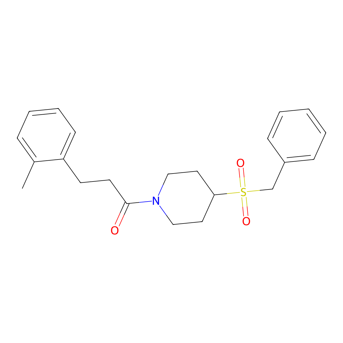 1-(4-(Benzylsulfonyl)piperidin-1-yl)-3-(o-tolyl)propan-1-one molecular structure, CAS 2034531-88-7