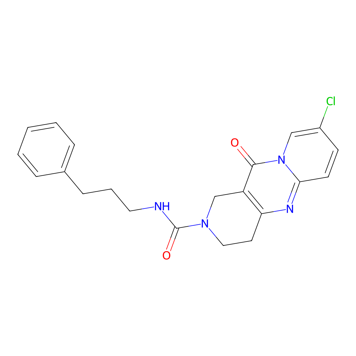 8-chloro-11-oxo-N-(3-phenylpropyl)-3,4-dihydro-1H-dipyrido[1,2-a:4',3'-d]pyrimidine-2(11H)-carboxamide molecular structure, CAS 2034531-89-8
