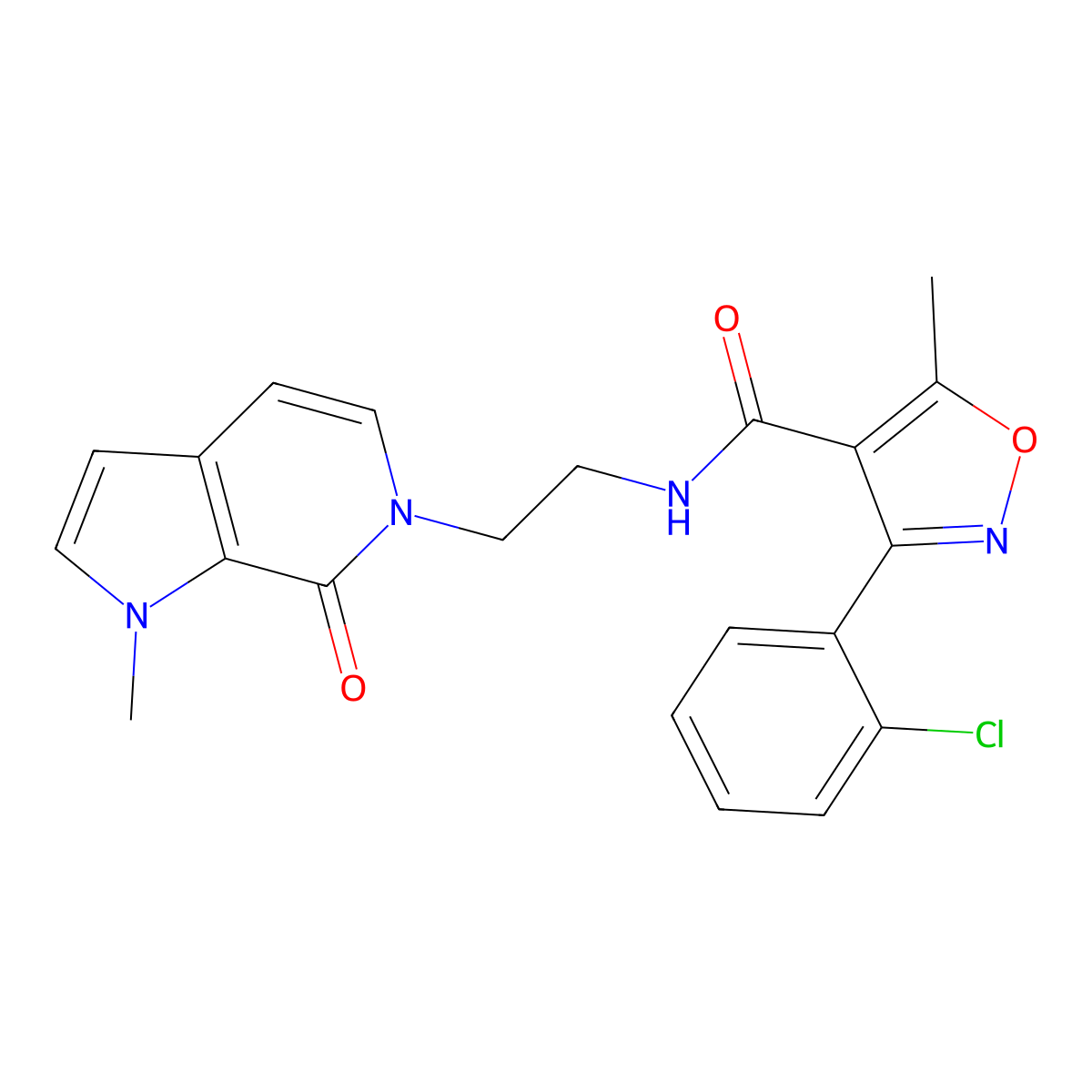 3-(2-chlorophenyl)-5-methyl-N-(2-{1-methyl-7-oxo-1H,6H,7H-pyrrolo[2,3-c]pyridin-6-yl}ethyl)-1,2-oxazole-4-carboxamide molecular structure, CAS 2034531-94-5