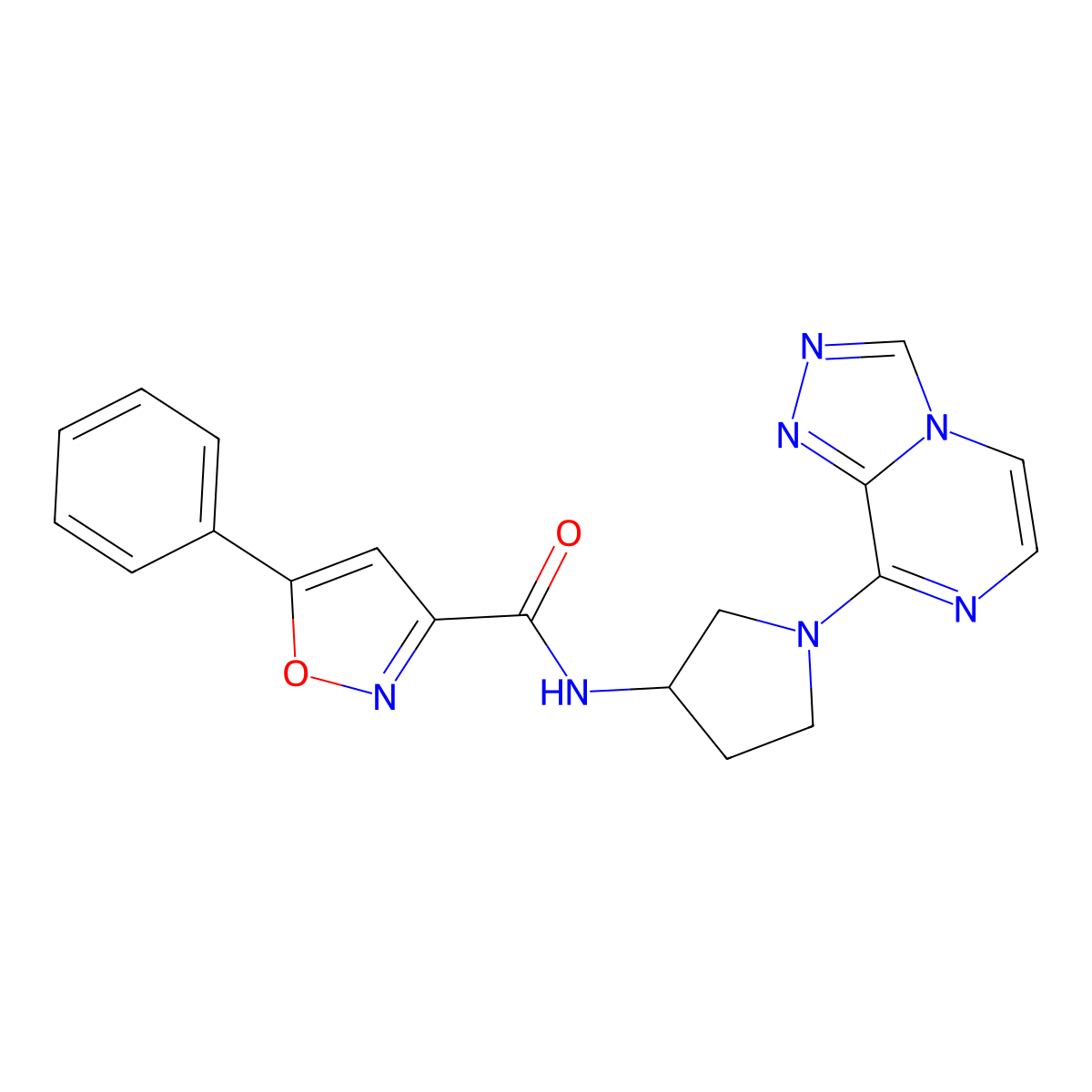 5-phenyl-N-(1-{[1,2,4]triazolo[4,3-a]pyrazin-8-yl}pyrrolidin-3-yl)-1,2-oxazole-3-carboxamide molecular structure, CAS 2034531-97-8