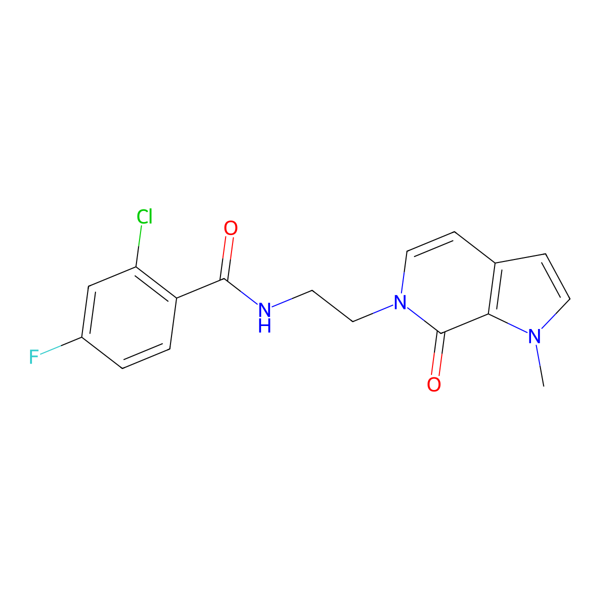2-chloro-4-fluoro-N-(2-(1-methyl-7-oxo-1H-pyrrolo[2,3-c]pyridin-6(7H)-yl)ethyl)benzamide molecular structure, CAS 2034532-02-8