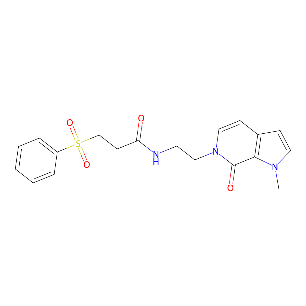 N-(2-(1-methyl-7-oxo-1H-pyrrolo[2,3-c]pyridin-6(7H)-yl)ethyl)-3-(phenylsulfonyl)propanamide molecular structure, CAS 2034532-08-4