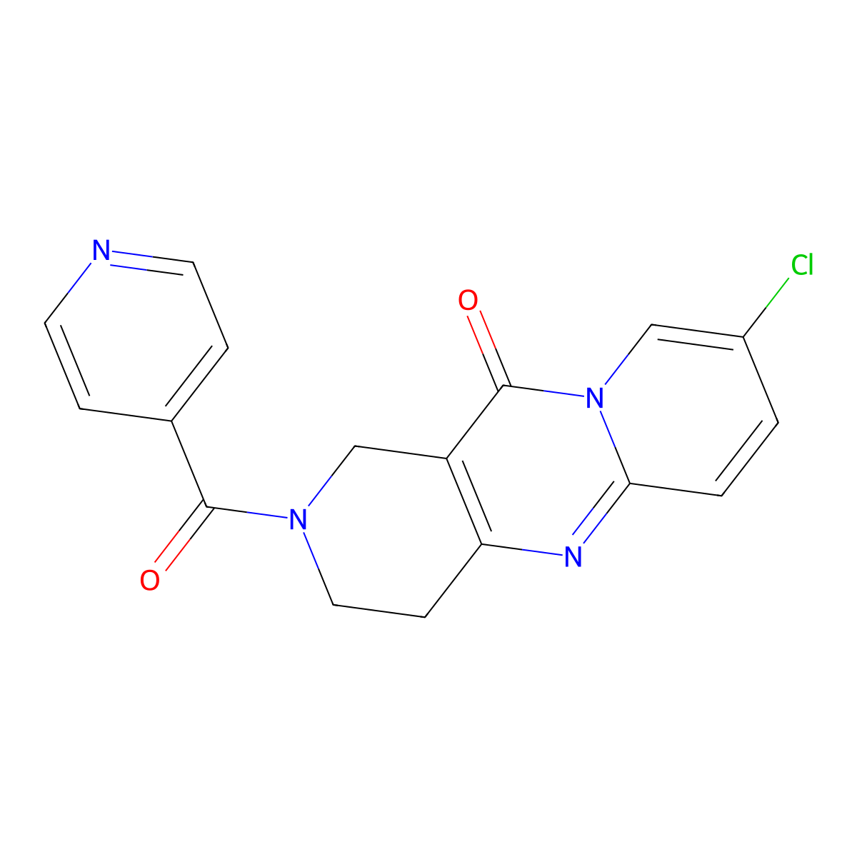 8-chloro-2-isonicotinoyl-3,4-dihydro-1H-dipyrido[1,2-a:4',3'-d]pyrimidin-11(2H)-one molecular structure, CAS 2034532-09-5