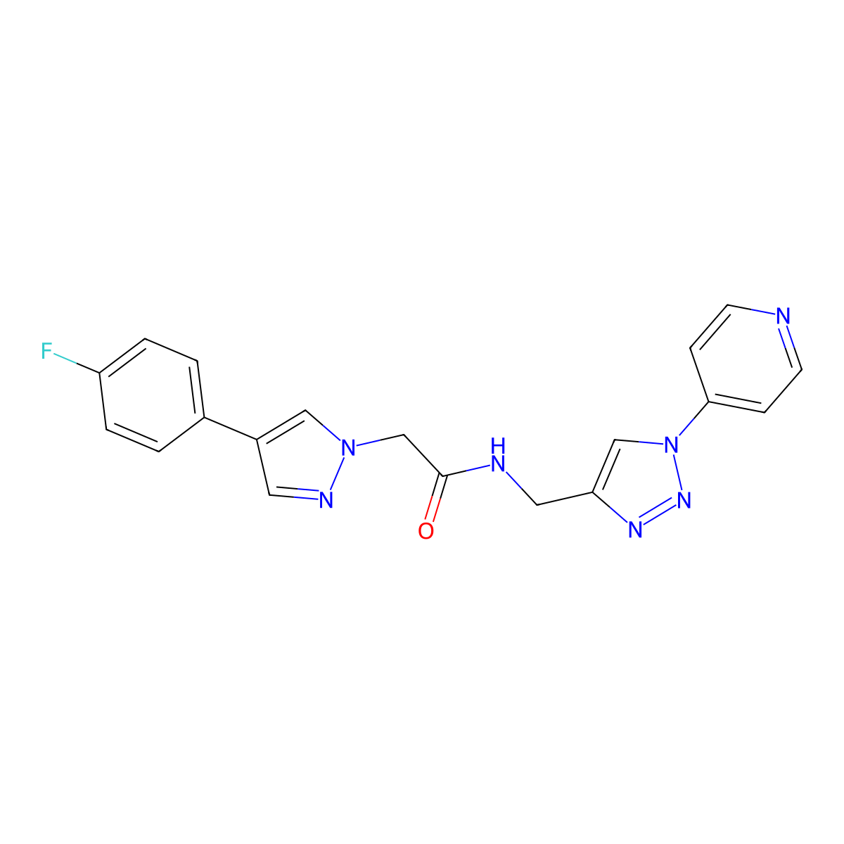 2-(4-(4-fluorophenyl)-1H-pyrazol-1-yl)-N-((1-(pyridin-4-yl)-1H-1,2,3-triazol-4-yl)methyl)acetamide molecular structure, CAS 2034532-12-0