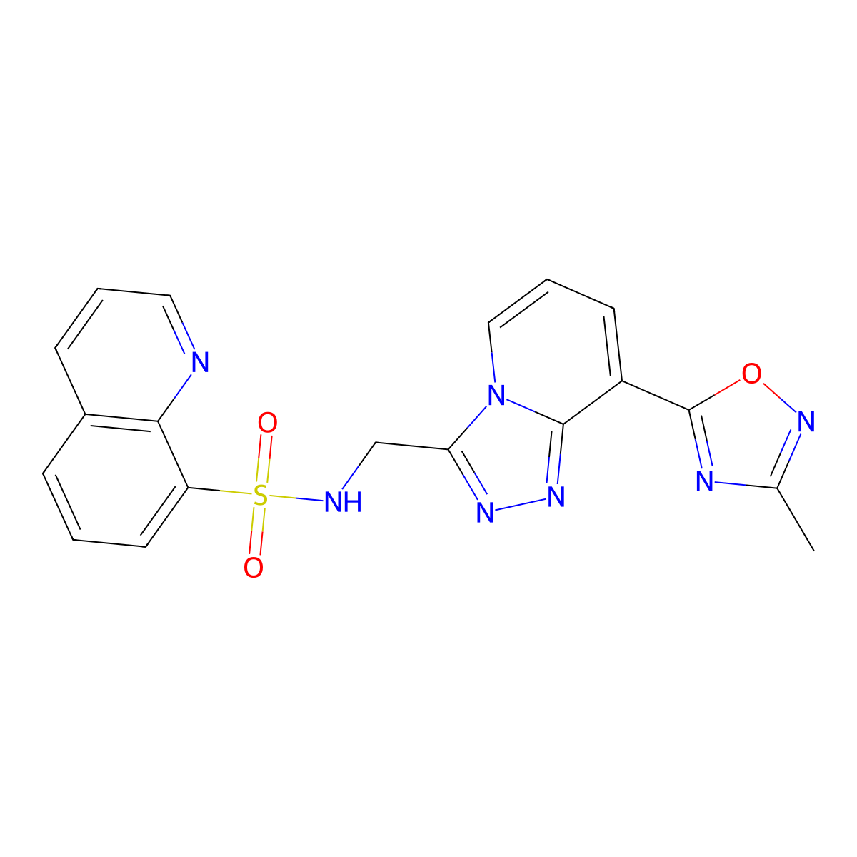 N-((8-(3-methyl-1,2,4-oxadiazol-5-yl)-[1,2,4]triazolo[4,3-a]pyridin-3-yl)methyl)quinoline-8-sulfonamide molecular structure, CAS 2034532-13-1