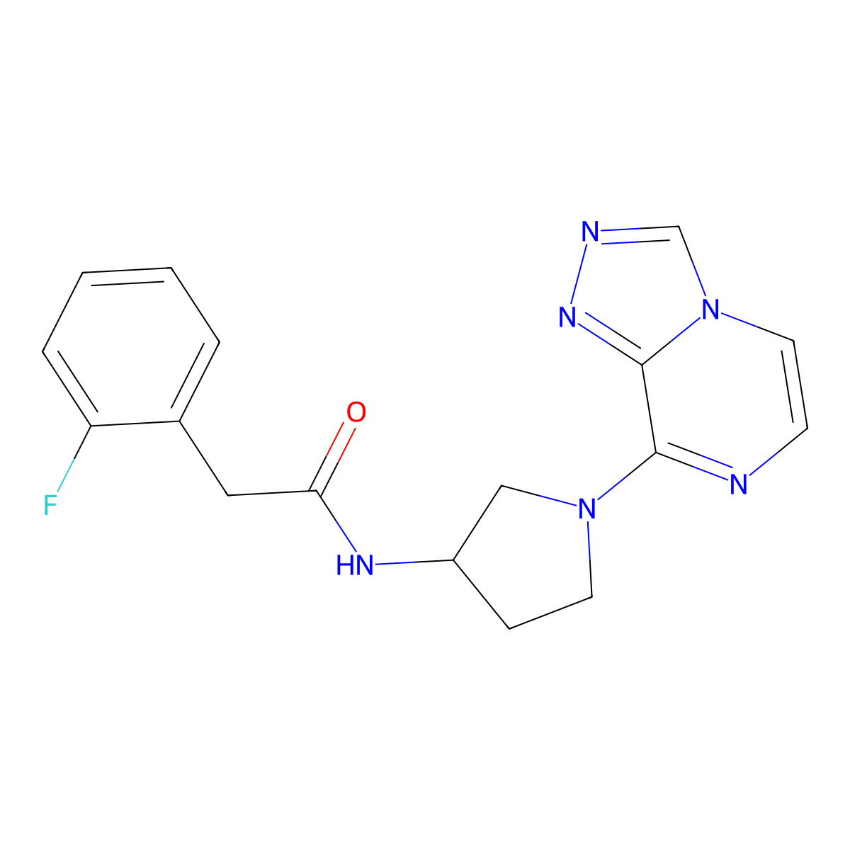 N-(1-([1,2,4]triazolo[4,3-a]pyrazin-8-yl)pyrrolidin-3-yl)-2-(2-fluorophenyl)acetamide molecular structure, CAS 2034532-15-3