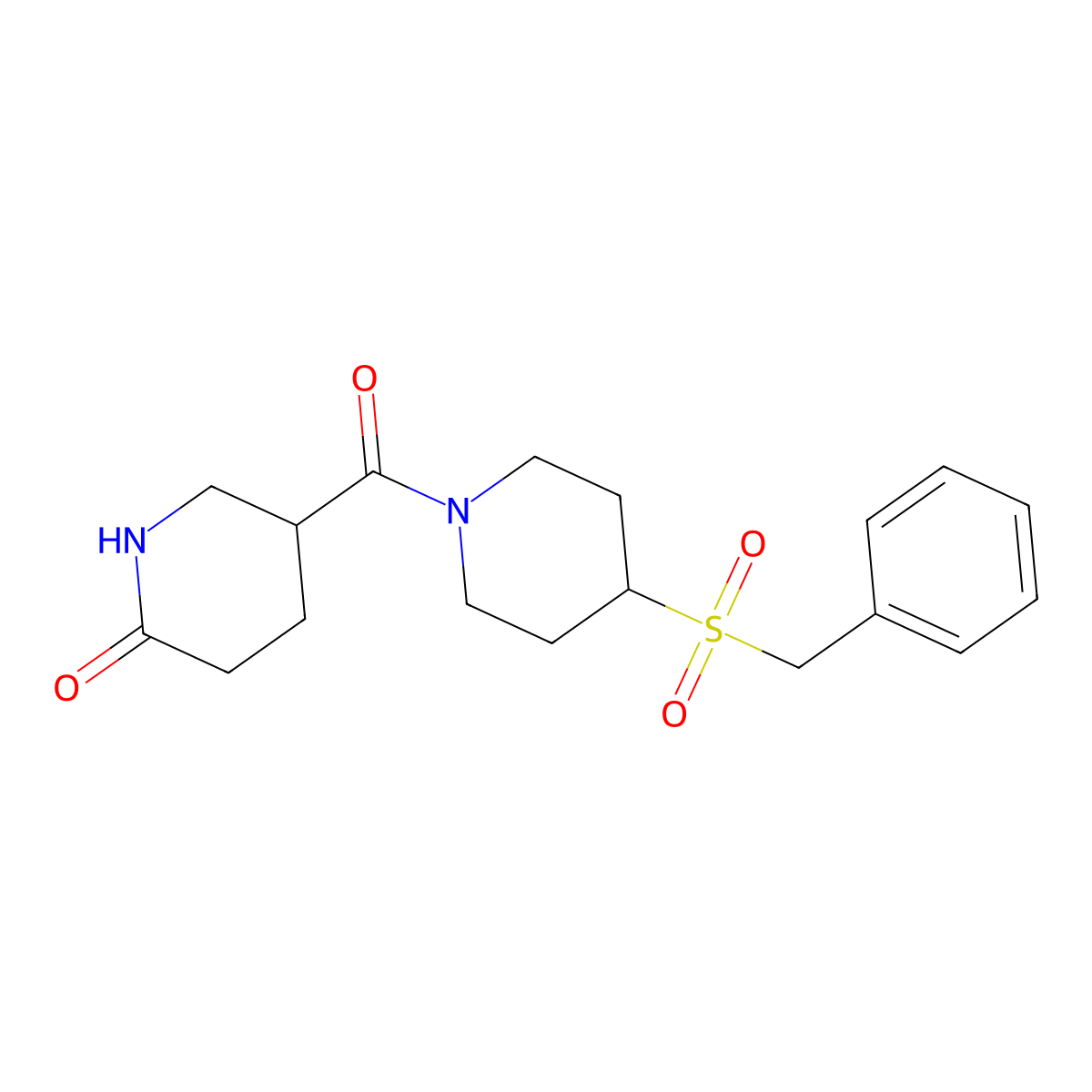 5-(4-(Benzylsulfonyl)piperidine-1-carbonyl)piperidin-2-one molecular structure, CAS 2034532-18-6