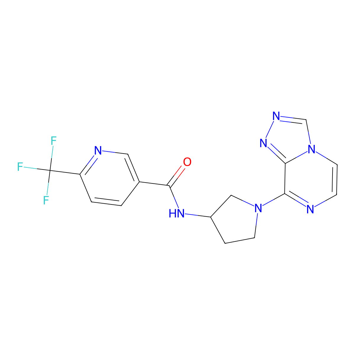 N-(1-([1,2,4]triazolo[4,3-a]pyrazin-8-yl)pyrrolidin-3-yl)-6-(trifluoromethyl)nicotinamide molecular structure, CAS 2034532-21-1