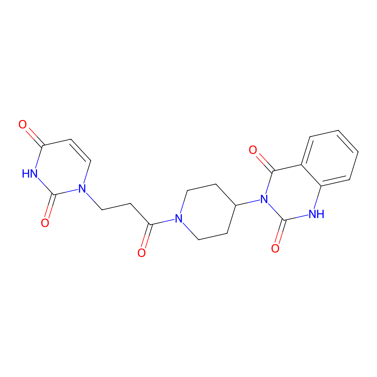 3-(1-(3-(2,4-dioxo-3,4-dihydropyrimidin-1(2H)-yl)propanoyl)piperidin-4-yl)quinazoline-2,4(1H,3H)-dione molecular structure, CAS 2034532-26-6