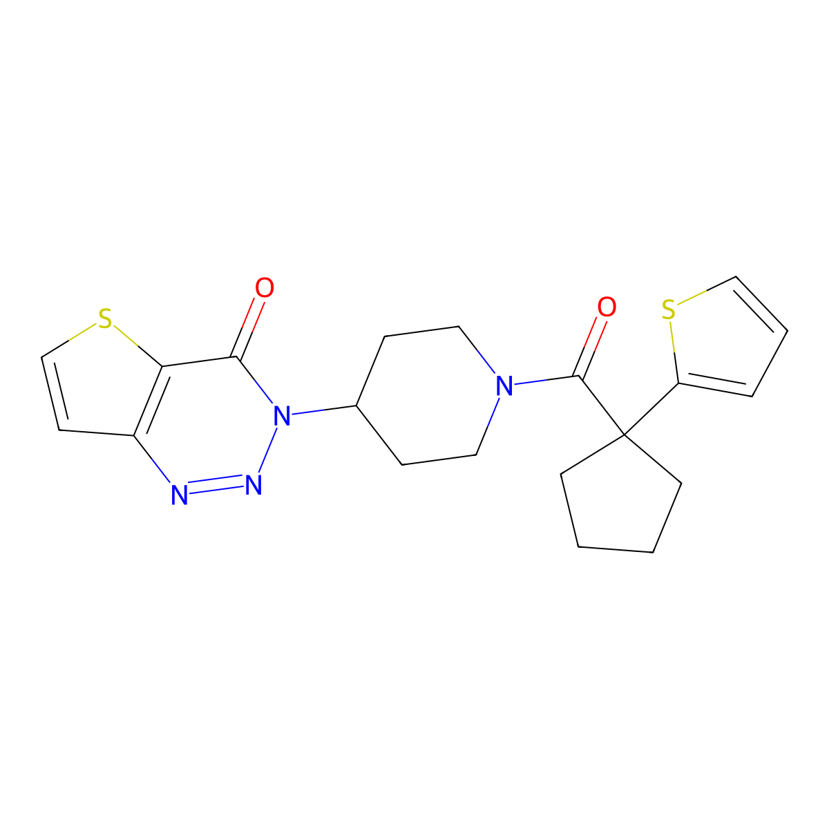 3-(1-(1-(thiophen-2-yl)cyclopentanecarbonyl)piperidin-4-yl)thieno[3,2-d][1,2,3]triazin-4(3H)-one molecular structure, CAS 2034532-29-9