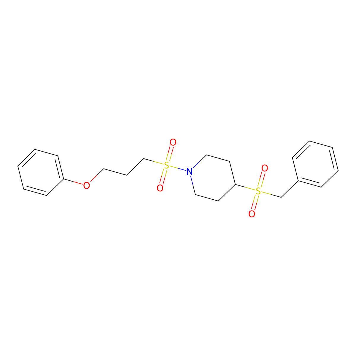 4-(Benzylsulfonyl)-1-((3-phenoxypropyl)sulfonyl)piperidine molecular structure, CAS 2034532-30-2