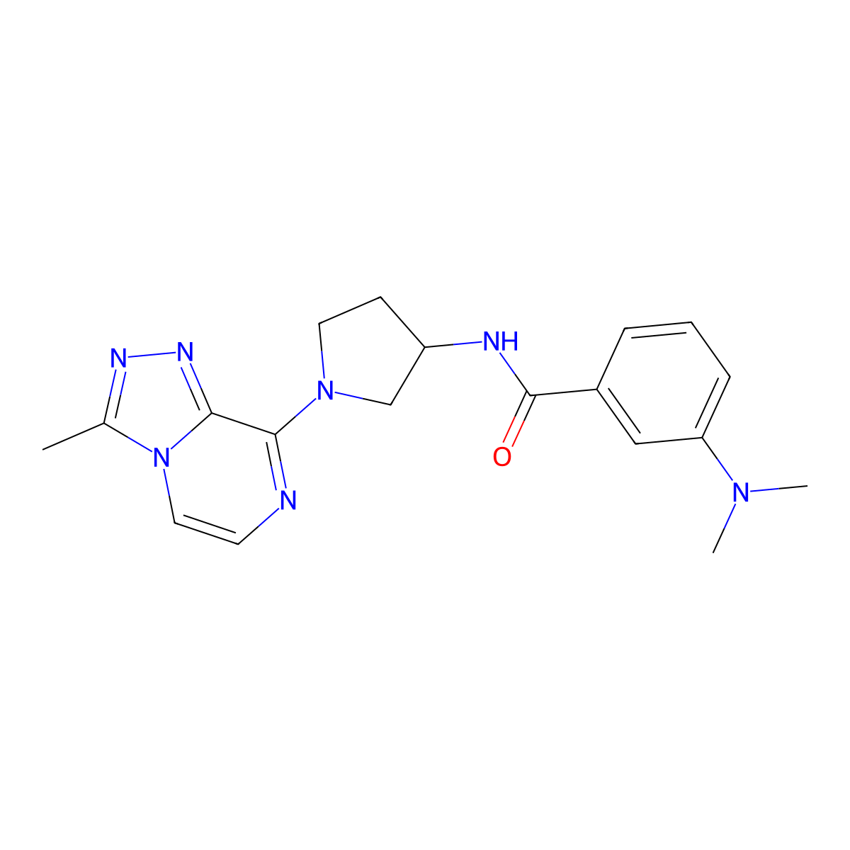 3-(dimethylamino)-N-(1-{3-methyl-[1,2,4]triazolo[4,3-a]pyrazin-8-yl}pyrrolidin-3-yl)benzamide molecular structure, CAS 2034532-34-6