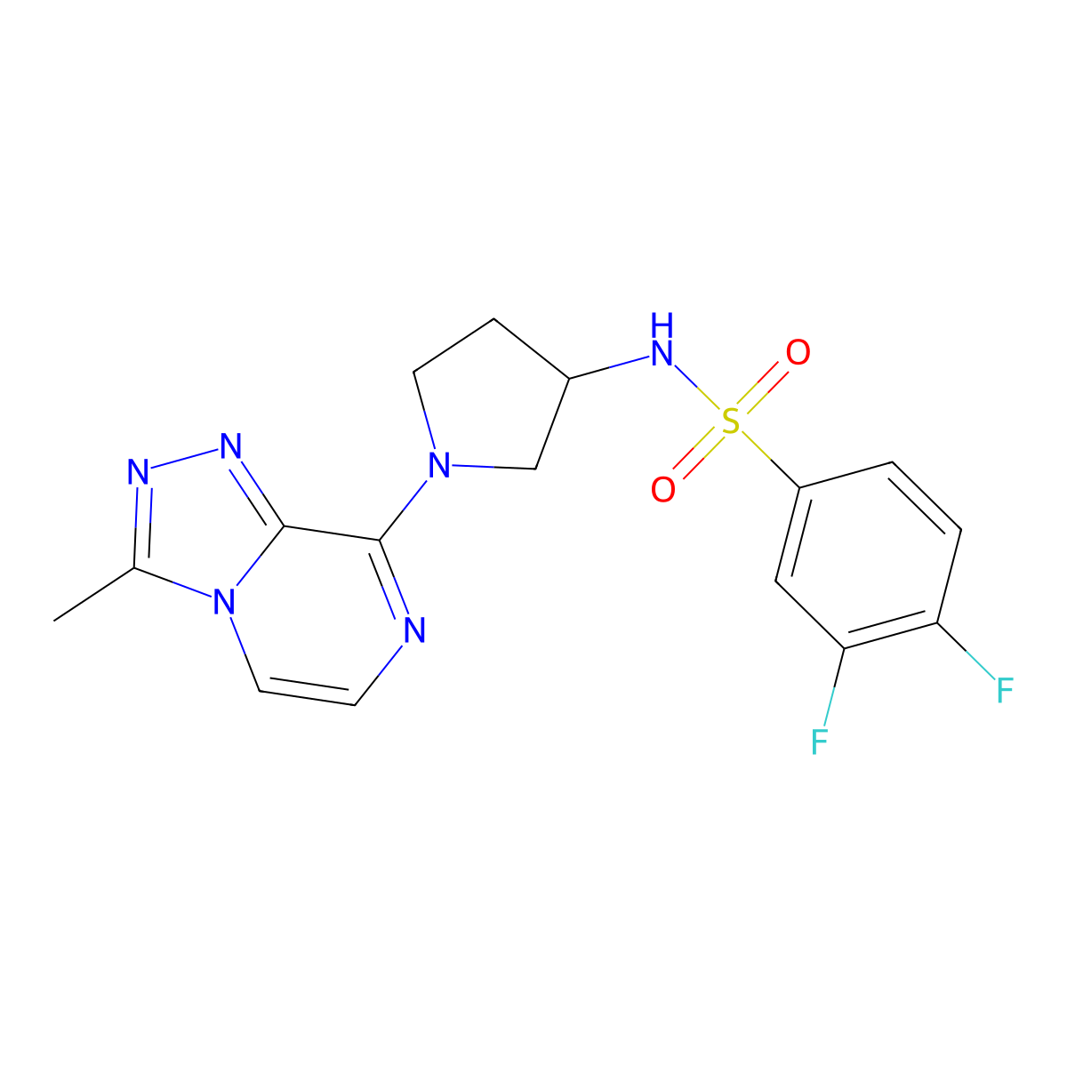 3,4-difluoro-N-(1-(3-methyl-[1,2,4]triazolo[4,3-a]pyrazin-8-yl)pyrrolidin-3-yl)benzenesulfonamide molecular structure, CAS 2034532-39-1