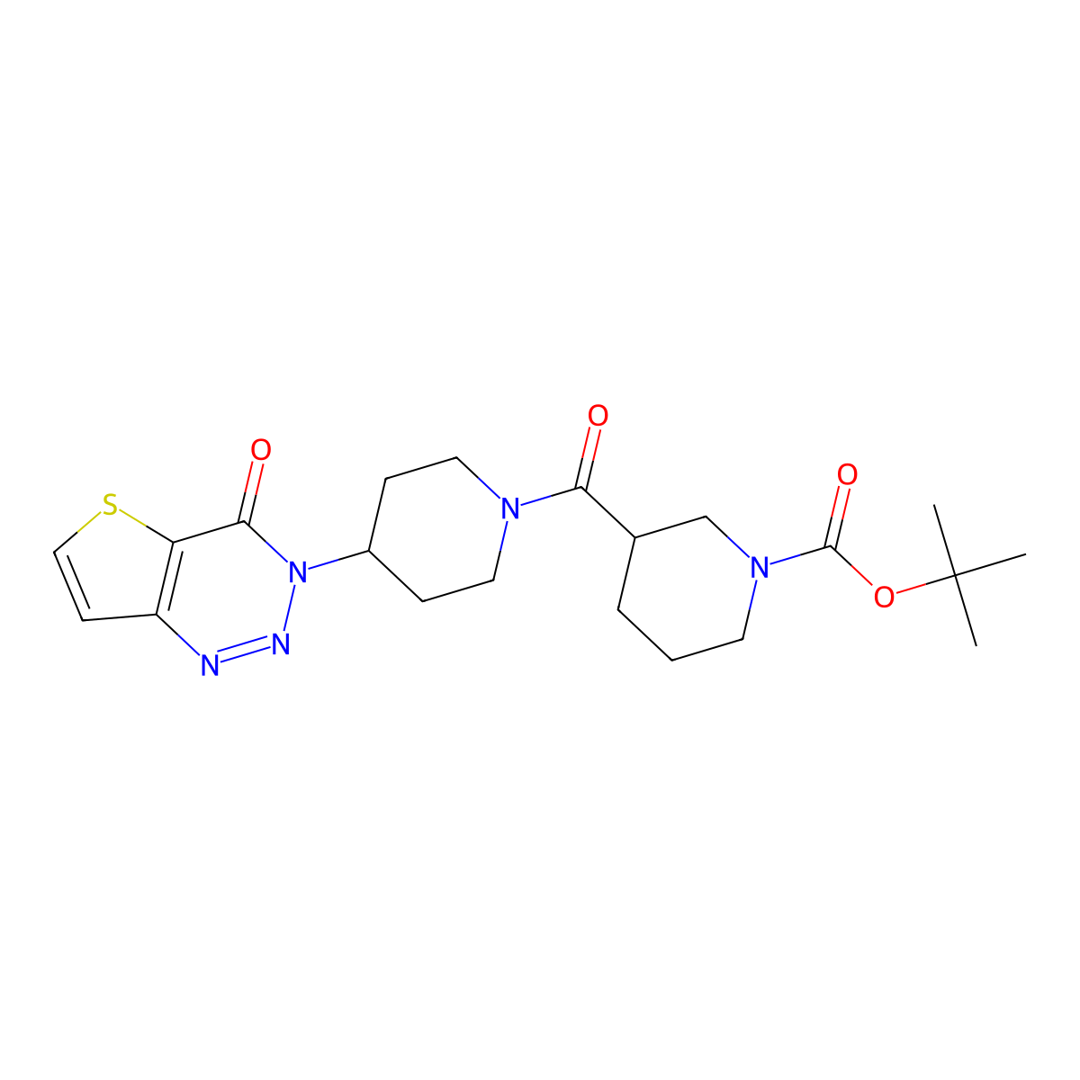 tert-butyl 3-(4-(4-oxothieno[3,2-d][1,2,3]triazin-3(4H)-yl)piperidine-1-carbonyl)piperidine-1-carboxylate molecular structure, CAS 2034532-50-6