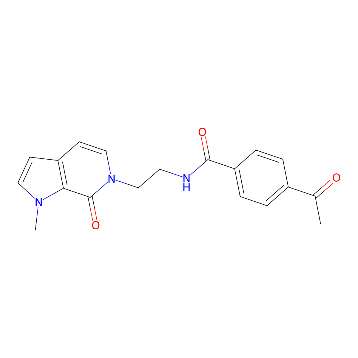 4-acetyl-N-(2-(1-methyl-7-oxo-1H-pyrrolo[2,3-c]pyridin-6(7H)-yl)ethyl)benzamide molecular structure, CAS 2034532-51-7