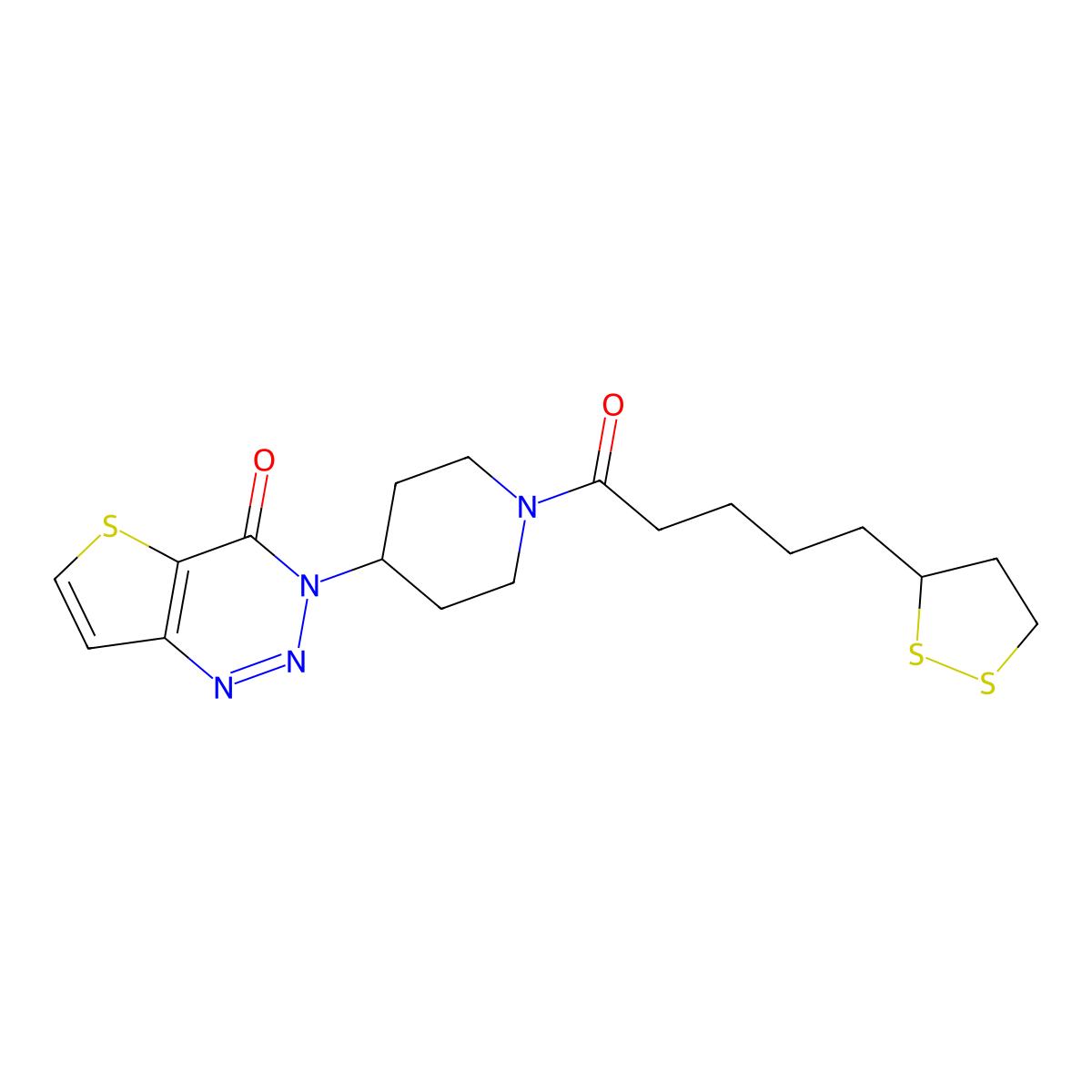 3-(1-(5-(1,2-dithiolan-3-yl)pentanoyl)piperidin-4-yl)thieno[3,2-d][1,2,3]triazin-4(3H)-one molecular structure, CAS 2034532-54-0