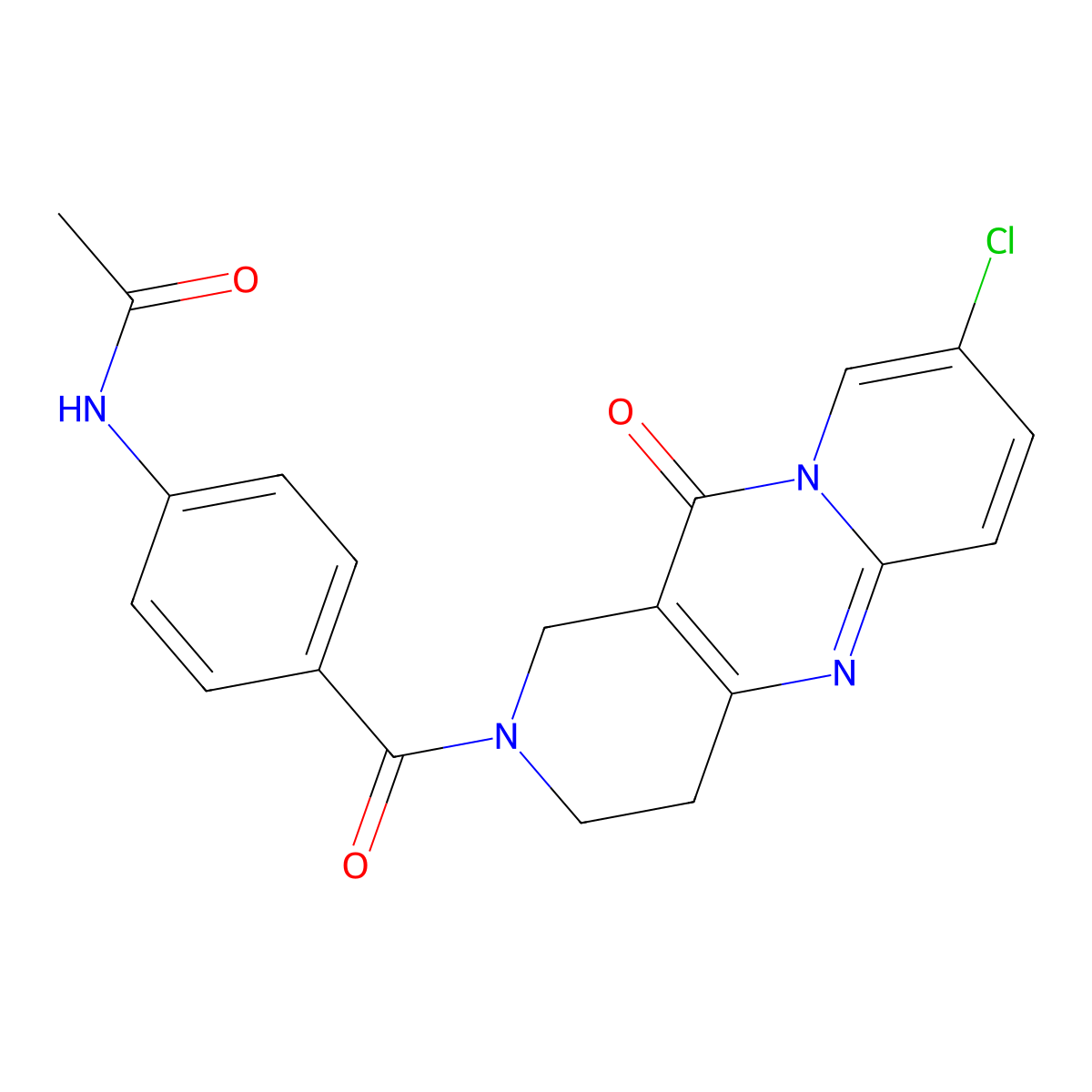 N-(4-(8-chloro-11-oxo-2,3,4,11-tetrahydro-1H-dipyrido[1,2-a:4',3'-d]pyrimidine-2-carbonyl)phenyl)acetamide molecular structure, CAS 2034532-55-1