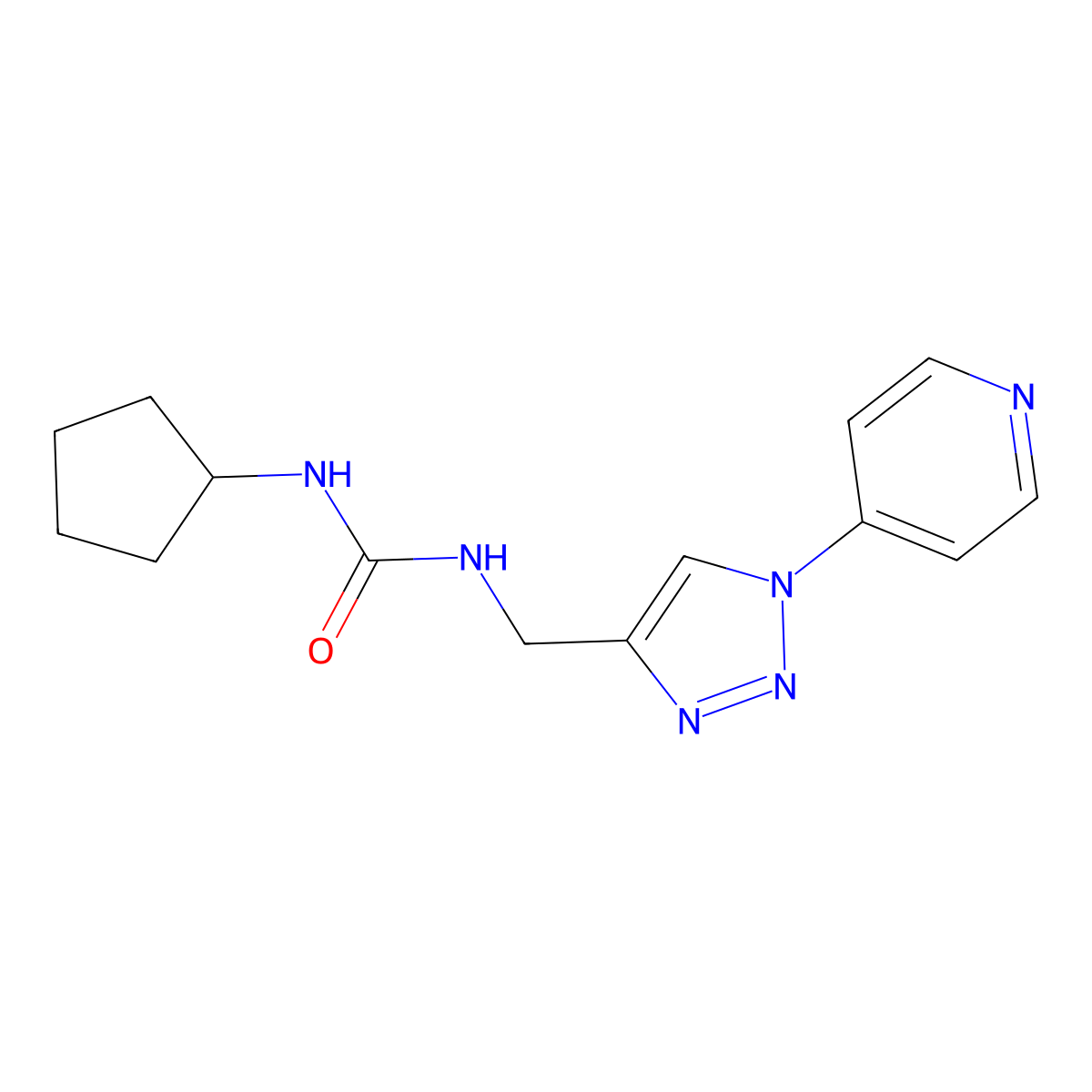 1-cyclopentyl-3-{[1-(pyridin-4-yl)-1H-1,2,3-triazol-4-yl]methyl}urea molecular structure, CAS 2034532-59-5