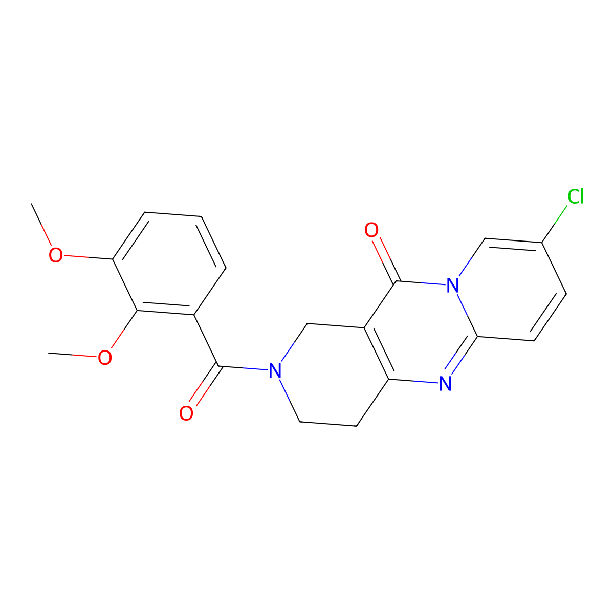 8-chloro-2-(2,3-dimethoxybenzoyl)-3,4-dihydro-1H-dipyrido[1,2-a:4',3'-d]pyrimidin-11(2H)-one molecular structure, CAS 2034532-60-8