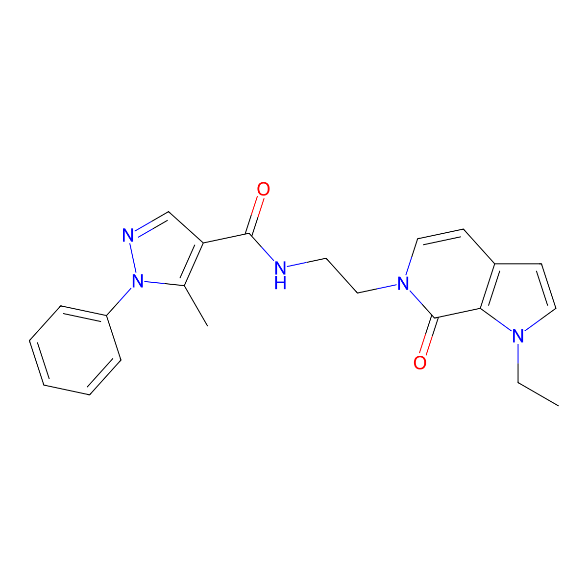 N-(2-(1-ethyl-7-oxo-1H-pyrrolo[2,3-c]pyridin-6(7H)-yl)ethyl)-5-methyl-1-phenyl-1H-pyrazole-4-carboxamide molecular structure, CAS 2034532-62-0