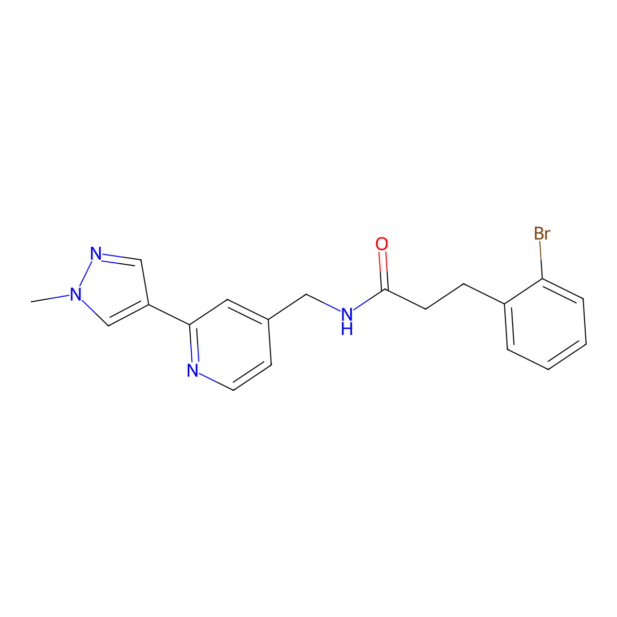 3-(2-bromophenyl)-N-((2-(1-methyl-1H-pyrazol-4-yl)pyridin-4-yl)methyl)propanamide molecular structure, CAS 2034532-63-1