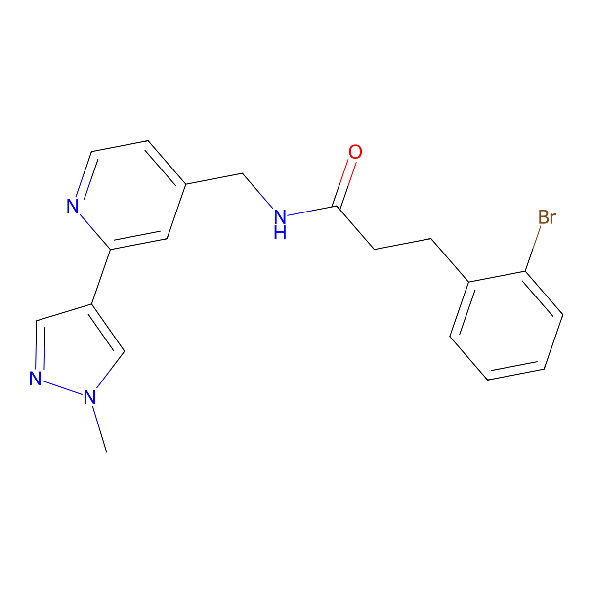 3-(2-bromophenyl)-N-((2-(1-methyl-1H-pyrazol-4-yl)pyridin-4-yl)methyl)propanamide molecular structure, CAS 2034532-63-1