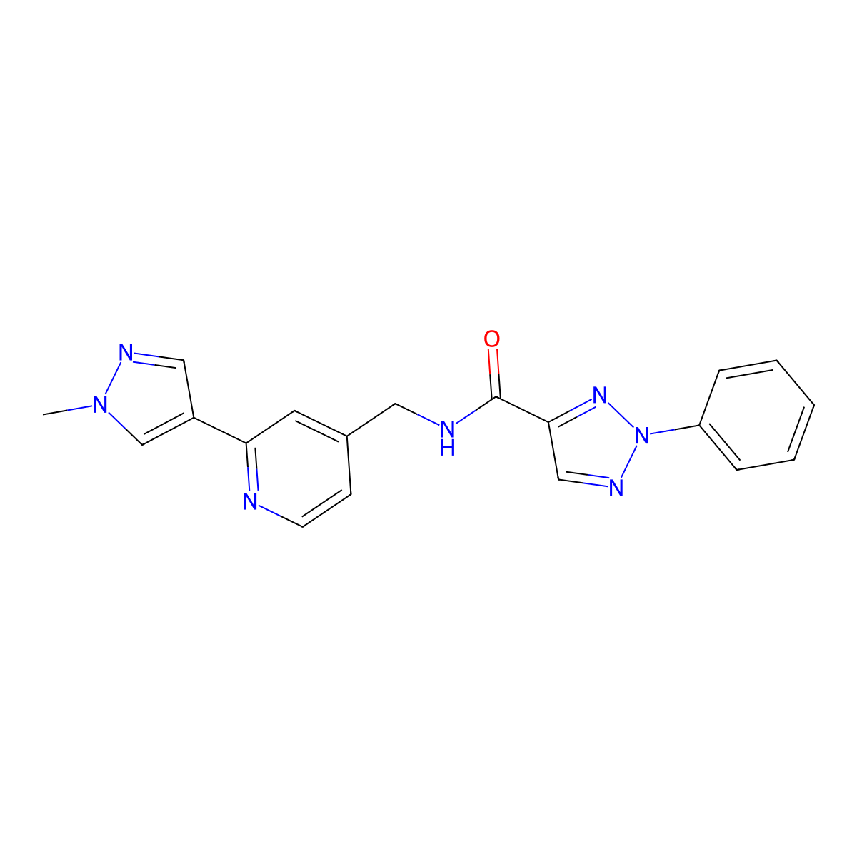 N-((2-(1-methyl-1H-pyrazol-4-yl)pyridin-4-yl)methyl)-2-phenyl-2H-1,2,3-triazole-4-carboxamide molecular structure, CAS 2034532-68-6