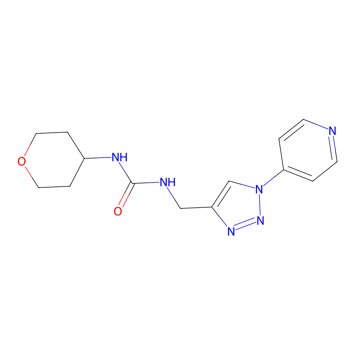 1-((1-(pyridin-4-yl)-1H-1,2,3-triazol-4-yl)methyl)-3-(tetrahydro-2H-pyran-4-yl)urea molecular structure, CAS 2034532-71-1