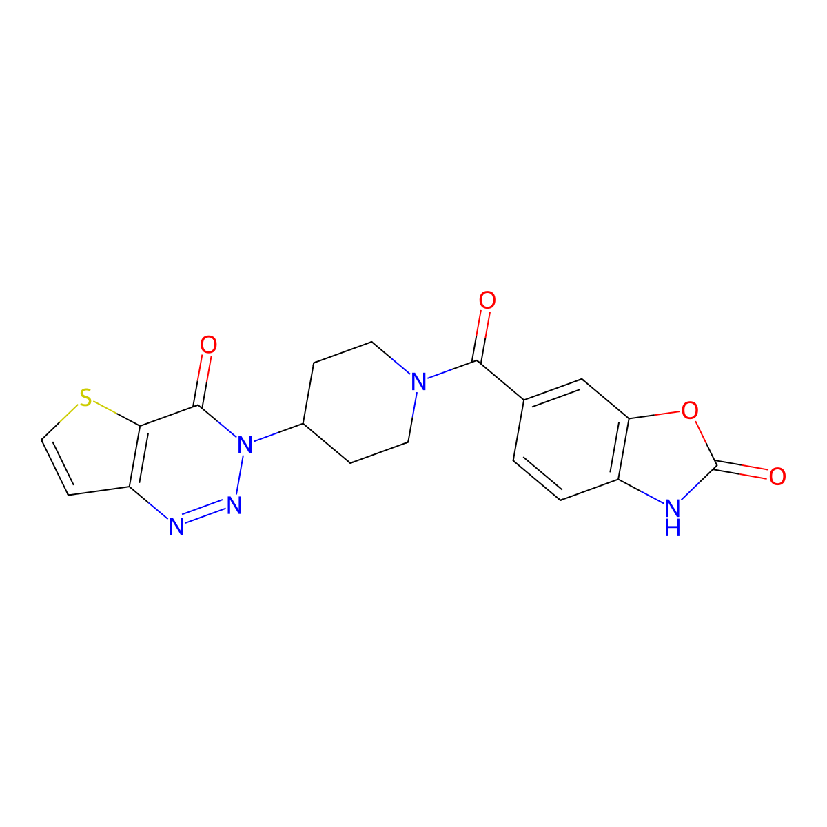 6-(4-(4-oxothieno[3,2-d][1,2,3]triazin-3(4H)-yl)piperidine-1-carbonyl)benzo[d]oxazol-2(3H)-one molecular structure, CAS 2034532-77-7