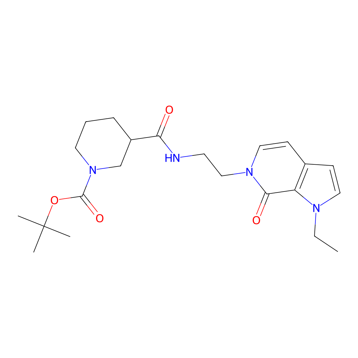 tert-butyl 3-((2-(1-ethyl-7-oxo-1H-pyrrolo[2,3-c]pyridin-6(7H)-yl)ethyl)carbamoyl)piperidine-1-carboxylate molecular structure, CAS 2034532-82-4