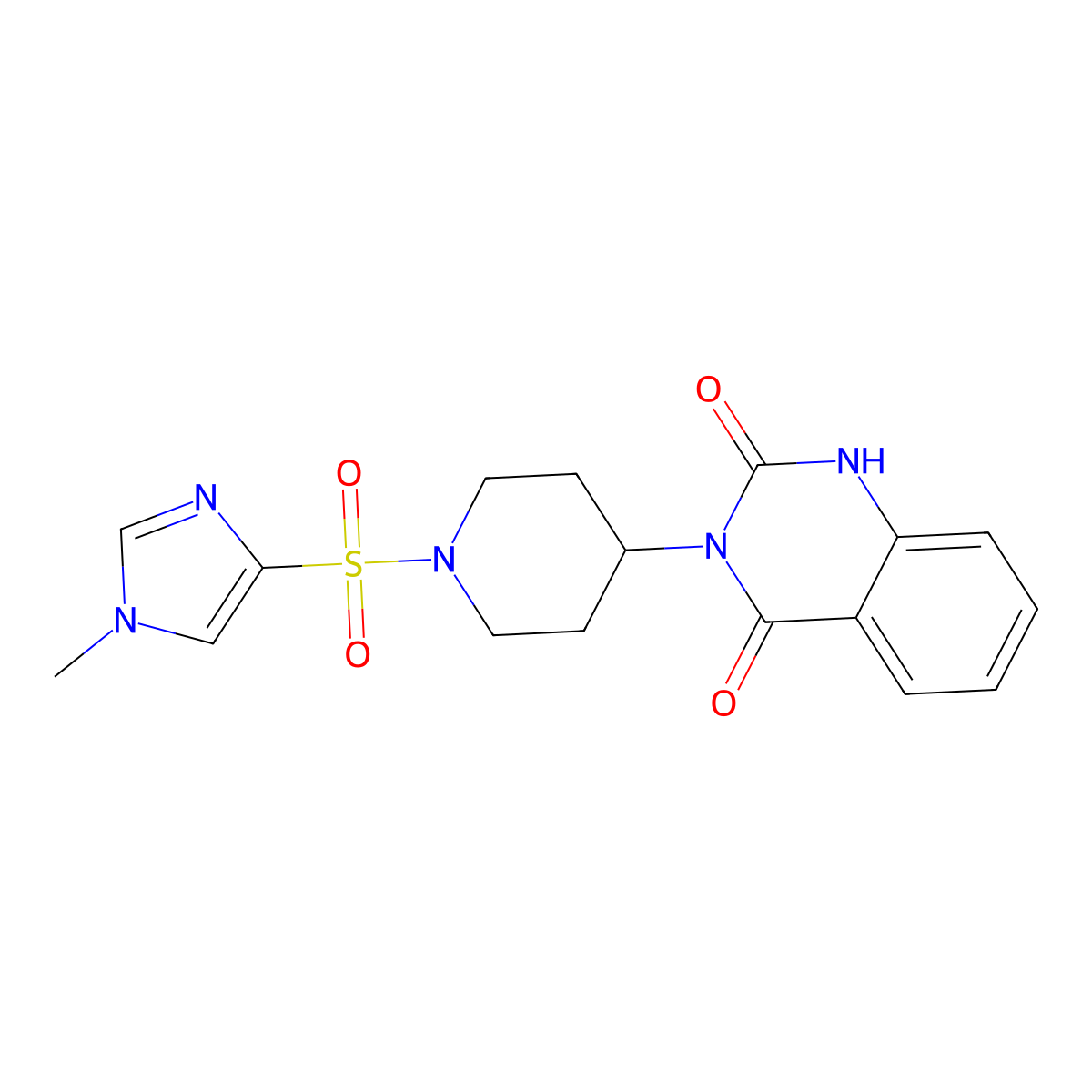 3-(1-((1-methyl-1H-imidazol-4-yl)sulfonyl)piperidin-4-yl)quinazoline-2,4(1H,3H)-dione molecular structure, CAS 2034532-83-5