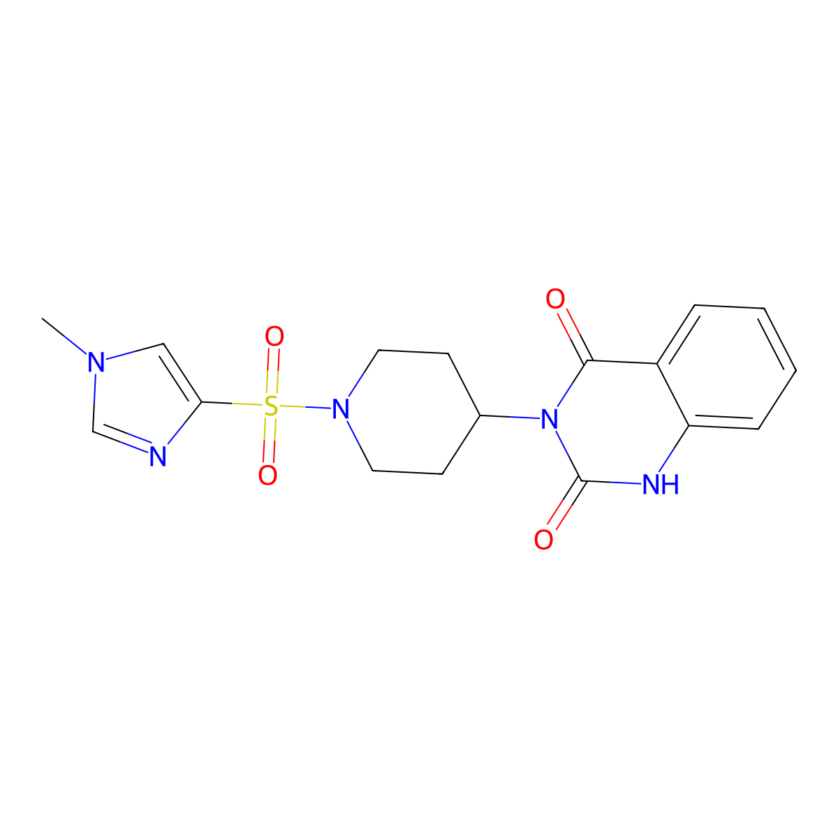 3-(1-((1-methyl-1H-imidazol-4-yl)sulfonyl)piperidin-4-yl)quinazoline-2,4(1H,3H)-dione molecular structure, CAS 2034532-83-5