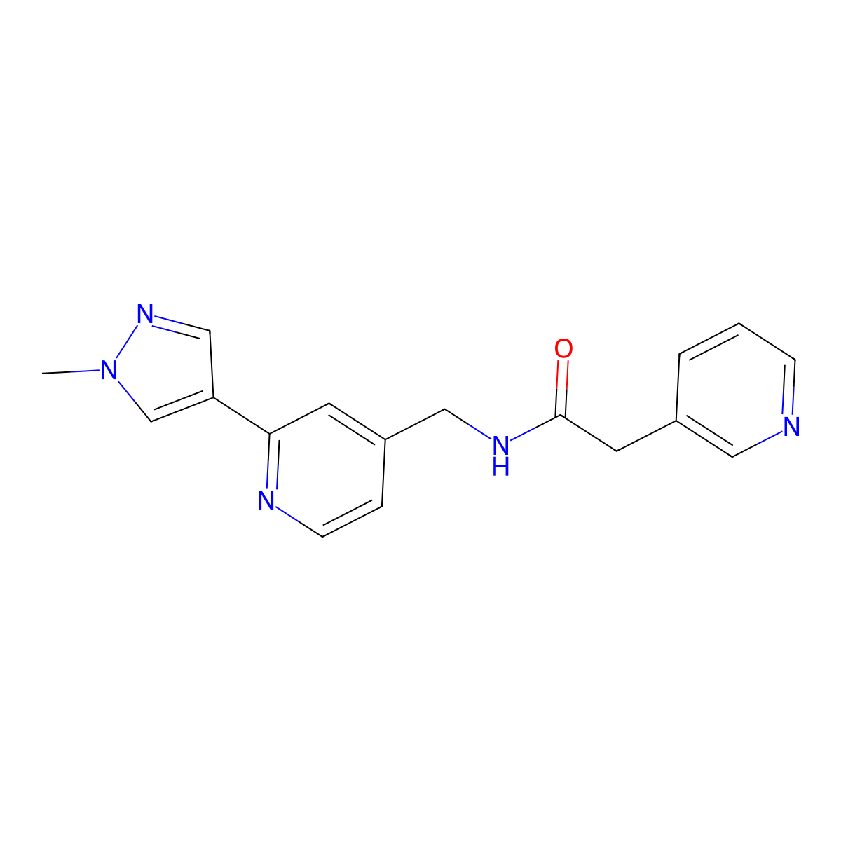 N-{[2-(1-methyl-1H-pyrazol-4-yl)pyridin-4-yl]methyl}-2-(pyridin-3-yl)acetamide molecular structure, CAS 2034532-93-7