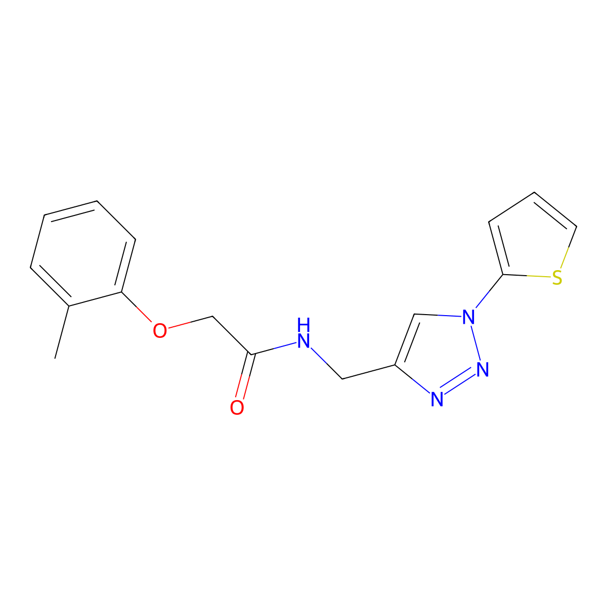 N-((1-(thiophen-2-yl)-1H-1,2,3-triazol-4-yl)methyl)-2-(o-tolyloxy)acetamide molecular structure, CAS 2034532-97-1