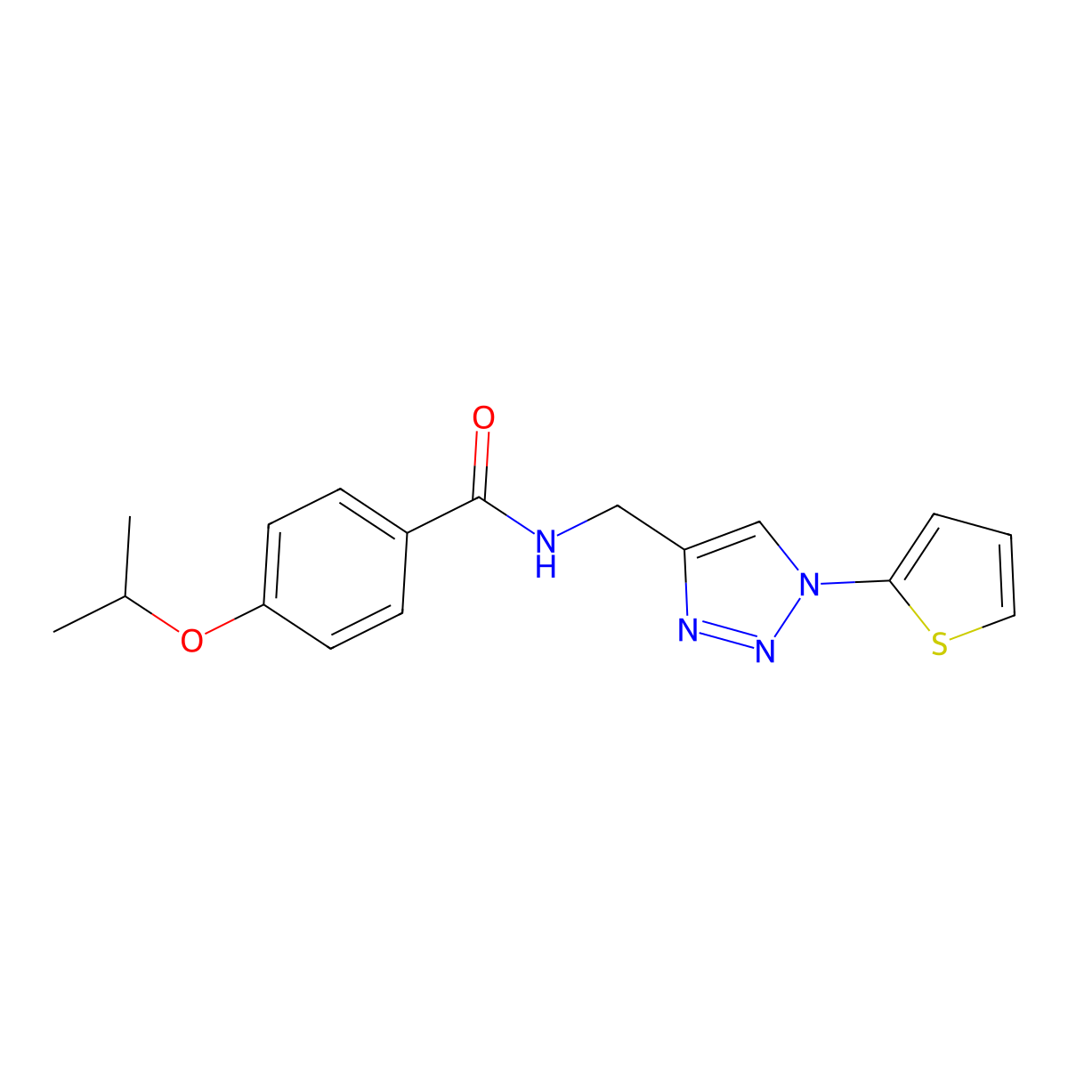 4-isopropoxy-N-((1-(thiophen-2-yl)-1H-1,2,3-triazol-4-yl)methyl)benzamide molecular structure, CAS 2034533-01-0