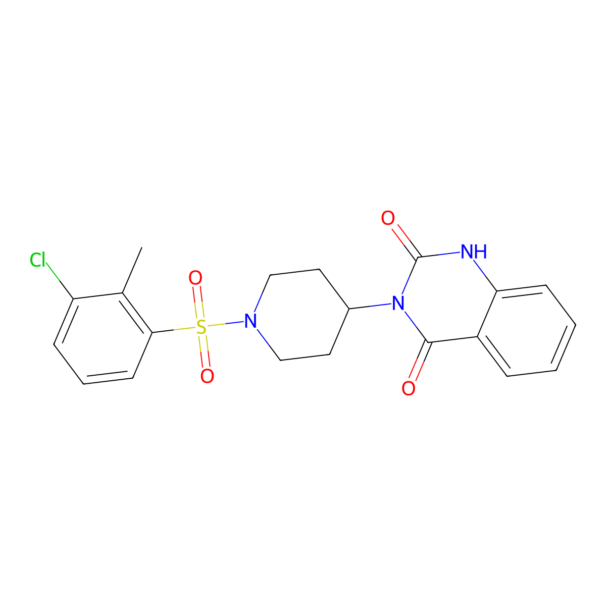 3-(1-((3-chloro-2-methylphenyl)sulfonyl)piperidin-4-yl)quinazoline-2,4(1H,3H)-dione molecular structure, CAS 2034533-02-1