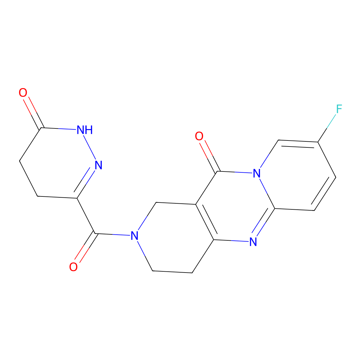 8-fluoro-2-(6-oxo-1,4,5,6-tetrahydropyridazine-3-carbonyl)-3,4-dihydro-1H-dipyrido[1,2-a:4',3'-d]pyrimidin-11(2H)-one molecular structure, CAS 2034533-05-4