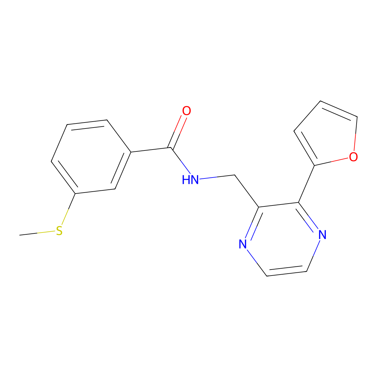 N-((3-(furan-2-yl)pyrazin-2-yl)methyl)-3-(methylthio)benzamide molecular structure, CAS 2034533-06-5