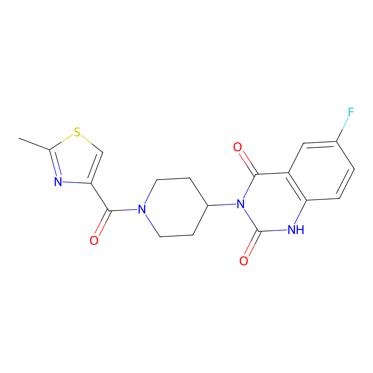 6-fluoro-3-(1-(2-methylthiazole-4-carbonyl)piperidin-4-yl)quinazoline-2,4(1H,3H)-dione molecular structure, CAS 2034533-11-2