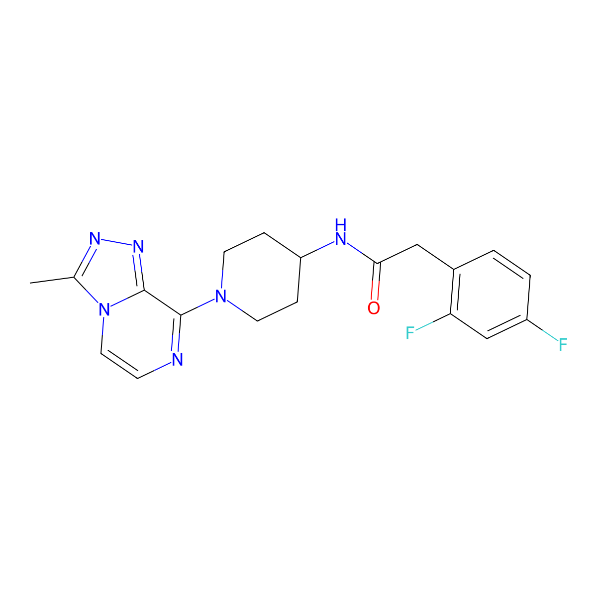 2-(2,4-difluorophenyl)-N-(1-(3-methyl-[1,2,4]triazolo[4,3-a]pyrazin-8-yl)piperidin-4-yl)acetamide molecular structure, CAS 2034533-17-8