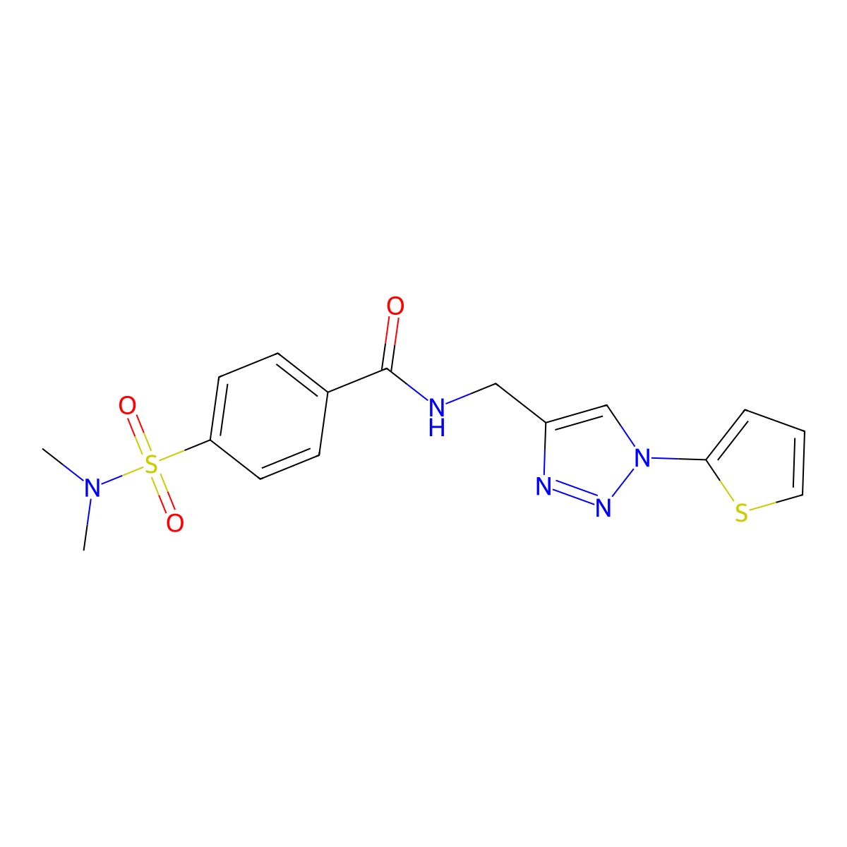 4-(N,N-dimethylsulfamoyl)-N-((1-(thiophen-2-yl)-1H-1,2,3-triazol-4-yl)methyl)benzamide molecular structure, CAS 2034533-25-8