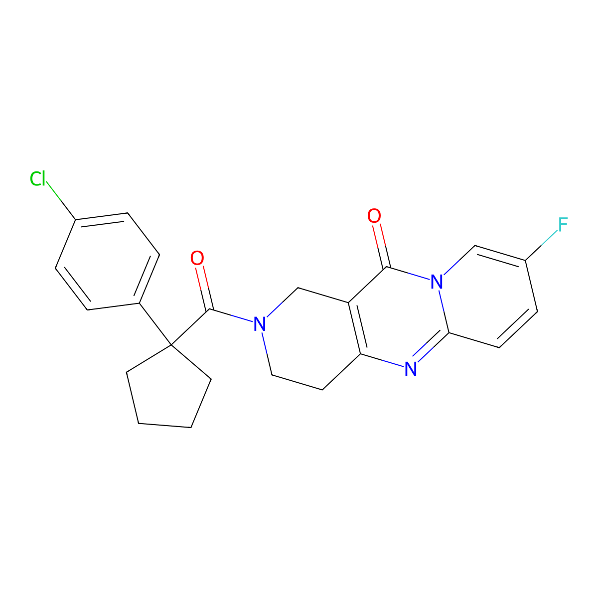 2-(1-(4-chlorophenyl)cyclopentanecarbonyl)-8-fluoro-3,4-dihydro-1H-dipyrido[1,2-a:4',3'-d]pyrimidin-11(2H)-one molecular structure, CAS 2034533-27-0