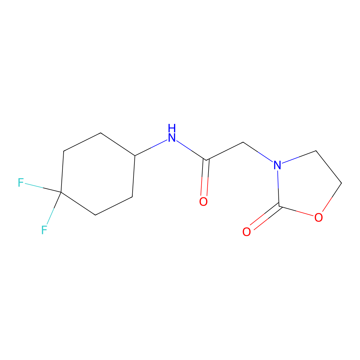 N-(4,4-difluorocyclohexyl)-2-(2-oxooxazolidin-3-yl)acetamide molecular structure, CAS 2034533-30-5